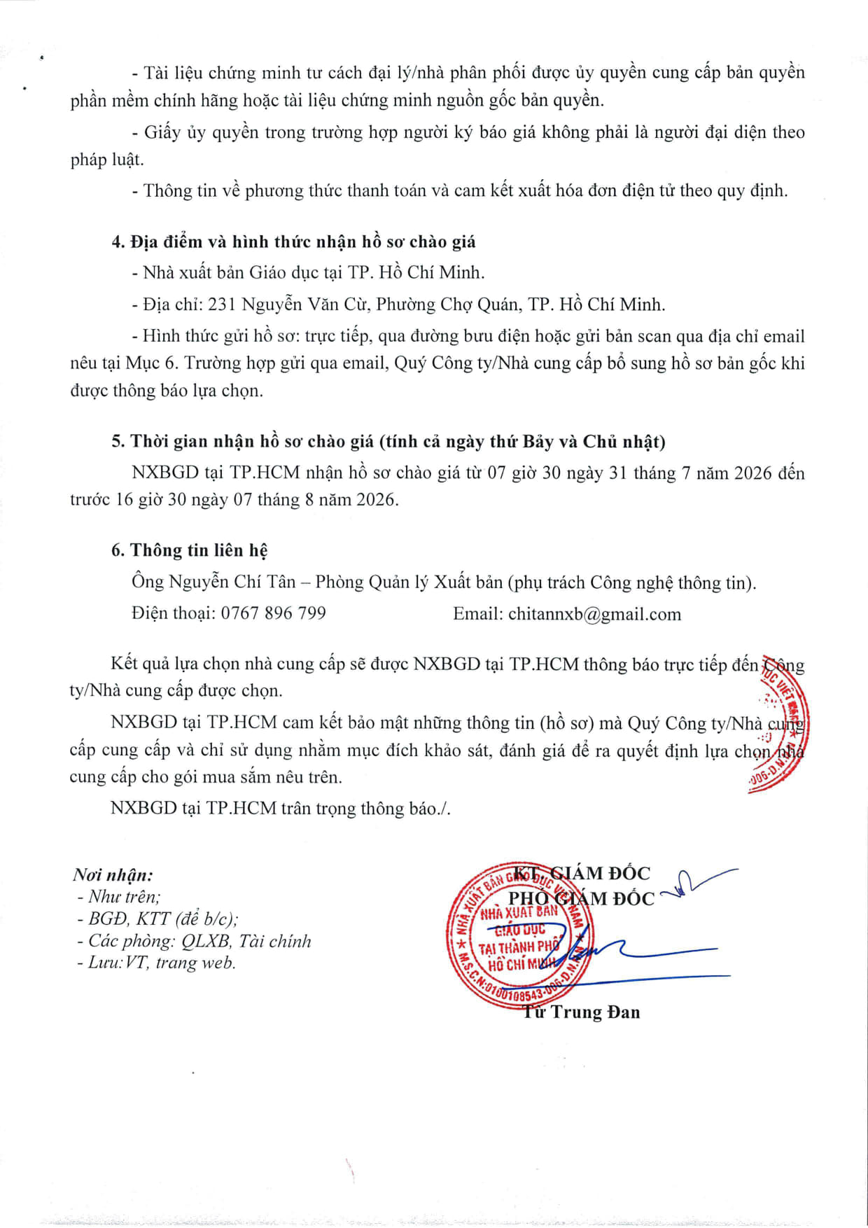 Thông báo mời chào giá - Gói mua sắm "Trang bị bản quyền phần mềm cho cơ quan"